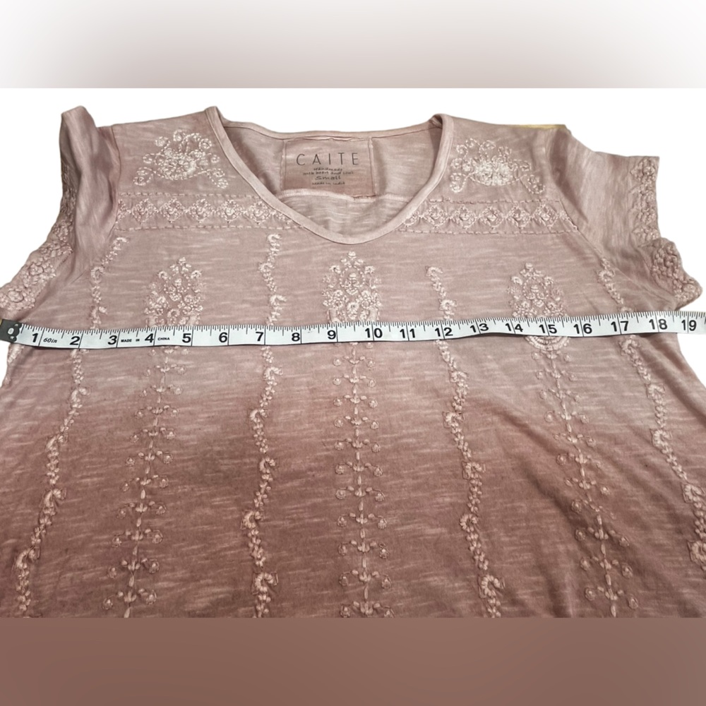 Caité Kyla Embroidered Ombré Cotton Boho Mini Dress Small Pink - Picture 6 of 8